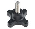 4-Arm Clamping Knob, Screw-In, M10, Black, Pack of 10 pieces